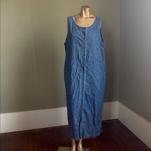 Sleeveless Denim Button-Down Dress